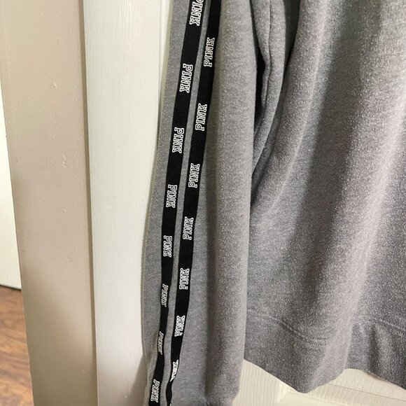 Victoria's Secret PINK Womens Gray Spellout Logo Crewneck Sweatshirt Medium - Picture 4 of 7